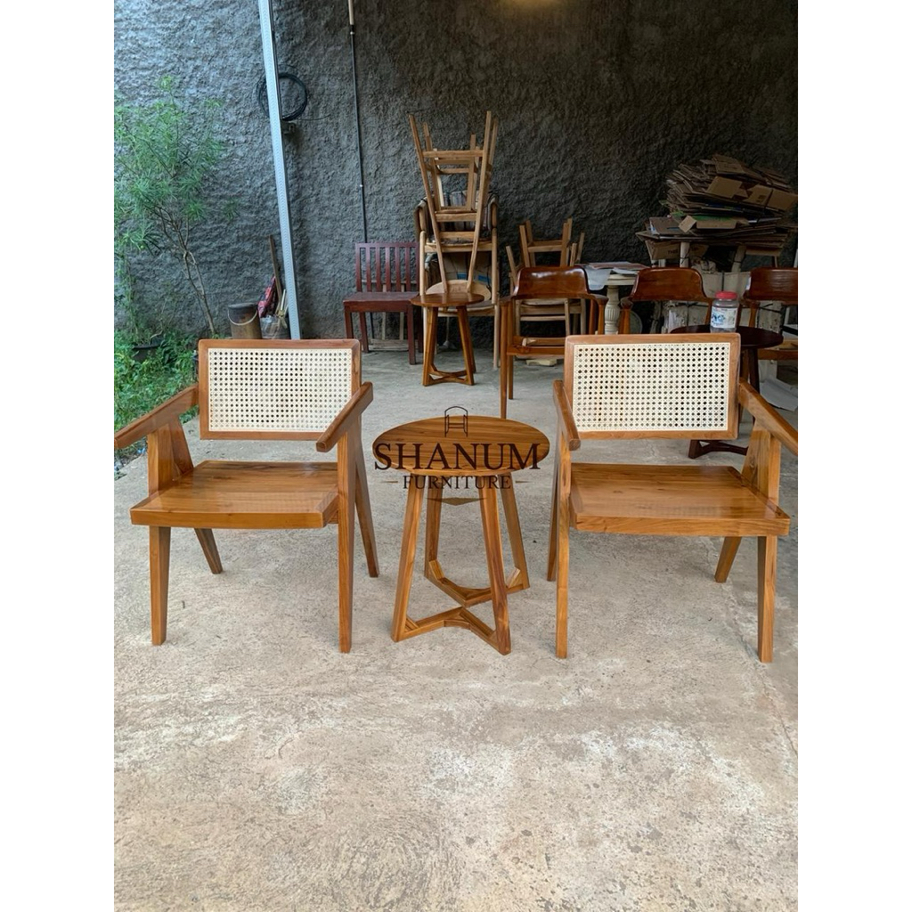 set 2 kursi 1 meja rotan kursi meja teras rumah set kursi meja teras kayu minimalis