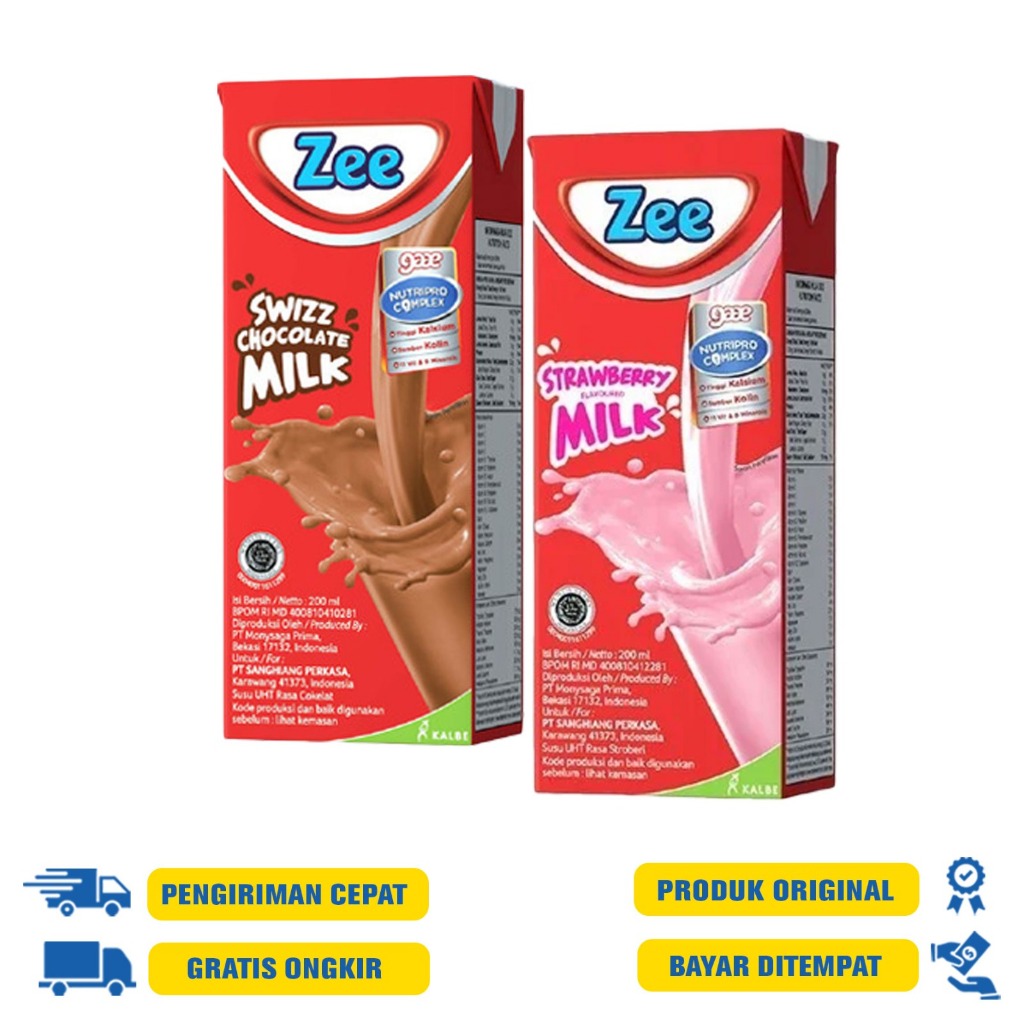 Zee Up & Go Susu Kotak 200ml Ready To Drink -Swizz Chocolate | Strawberry - Susu Pertumbuhan Anak