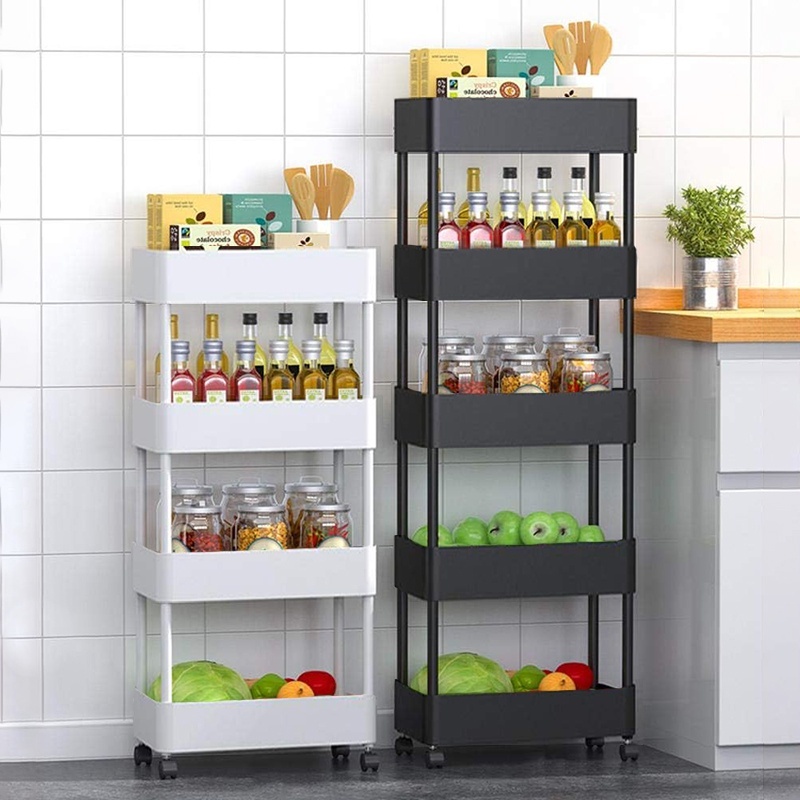 Rak Troli Serbaguna Plastik Roda Tingkat / Rak Susun Dapur Kamar Mandi bertingkat / Rak Troli Susun 