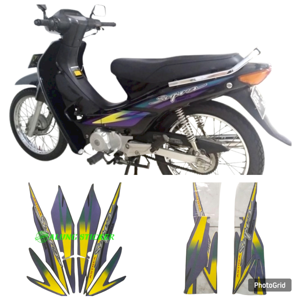 STIKER STRIPING MOTOR SUPRA 100 1997 HITAM KUNING STANDAR