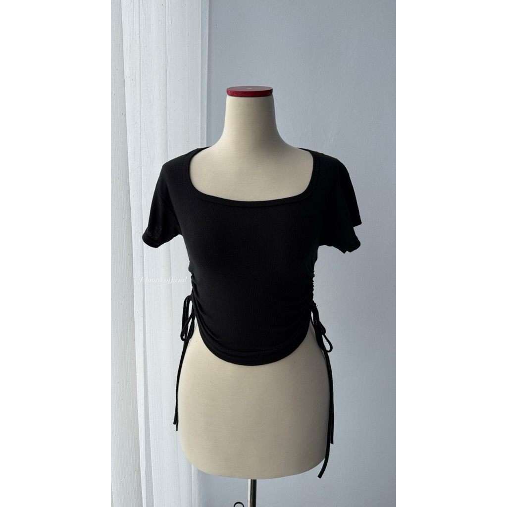 NEW CROPTEE CROP TOP KAOS SERUT KERAH KOTAK KOREA STYLE (KET.252) SPANDEK PREMIUM BAJU WANITA CROP