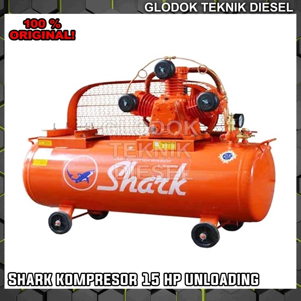 SHARK Kompresor Angin 15 HP PK Unloading Air Compressor Tanpa Penggerak ORIGINAL TERBAIK