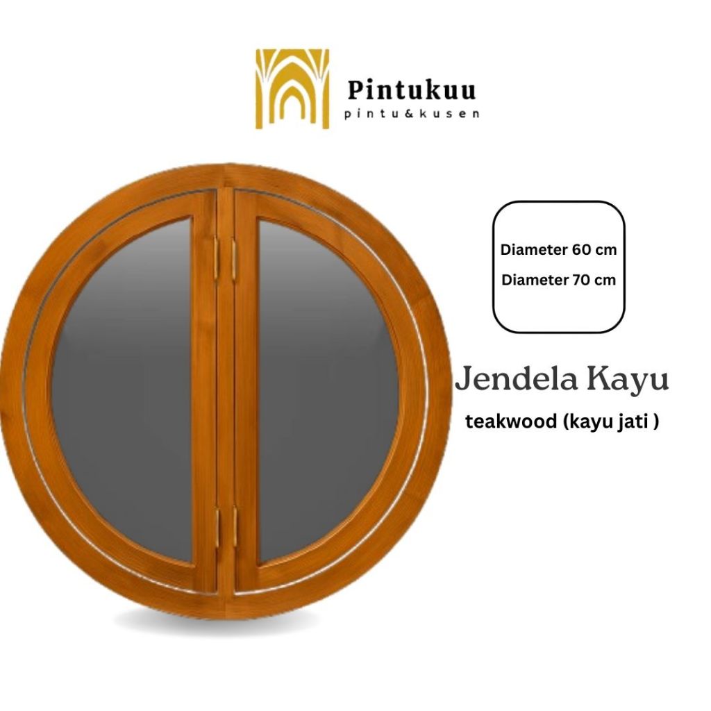 Kusen Jendela Kayu Jati Diameter 60-70 cm Jendela Bulat Kayu Jati
