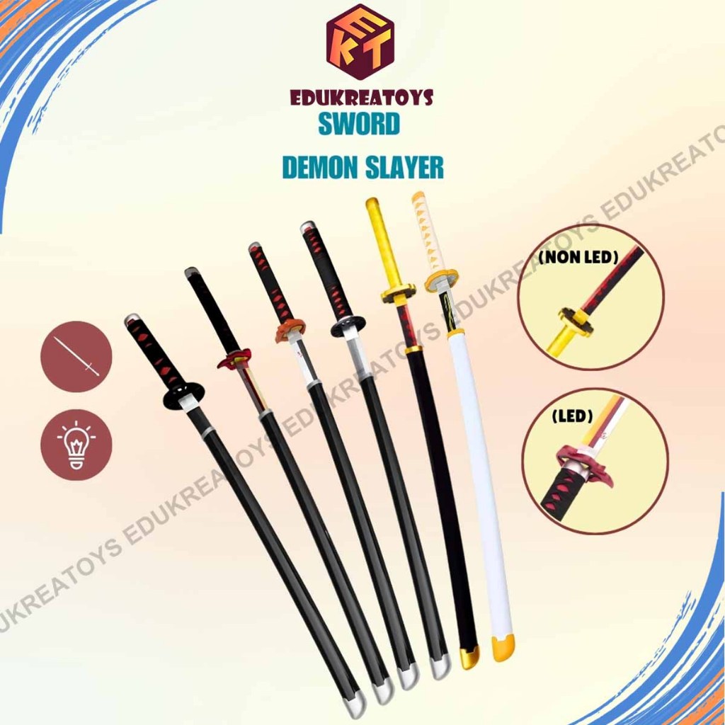 Mainan Pedang kayu nichirin Demon Slayer Tanjiro Zenitsu Giyuu Rengoku kyojuro Wooden Sword cosplay