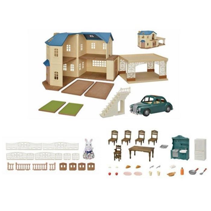 Mainan Boneka Sylvanian Families Large House Carport Gift Plus Mobil
