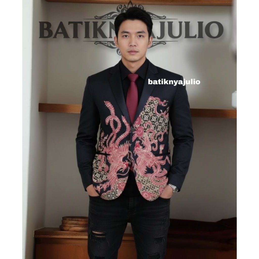 blazer batik jas batik pria modern premium batiknyajulio limited edition ln 1