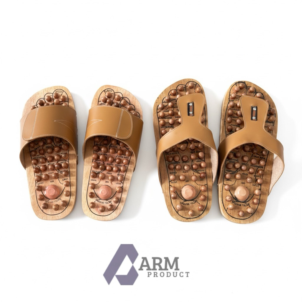 refleksi terapi rematik Sandal Refleksi Kayu dengan Sol Duri Pijat untuk Terapi Kesehatan Kaki remat