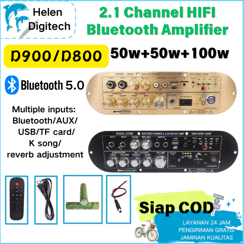 High-Power Subwoofer BT Bluetooth D1000 D900 D800 Digital Amplifier Board 2.1 Channel 12V Rechargeab