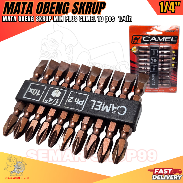 Mata Obeng Angin CAMEL 1/4" Ph2 Plus (+) Minus (-) ISI 10 PCS / Camel Mata Bor Obeng 1/4 inch Kuat T