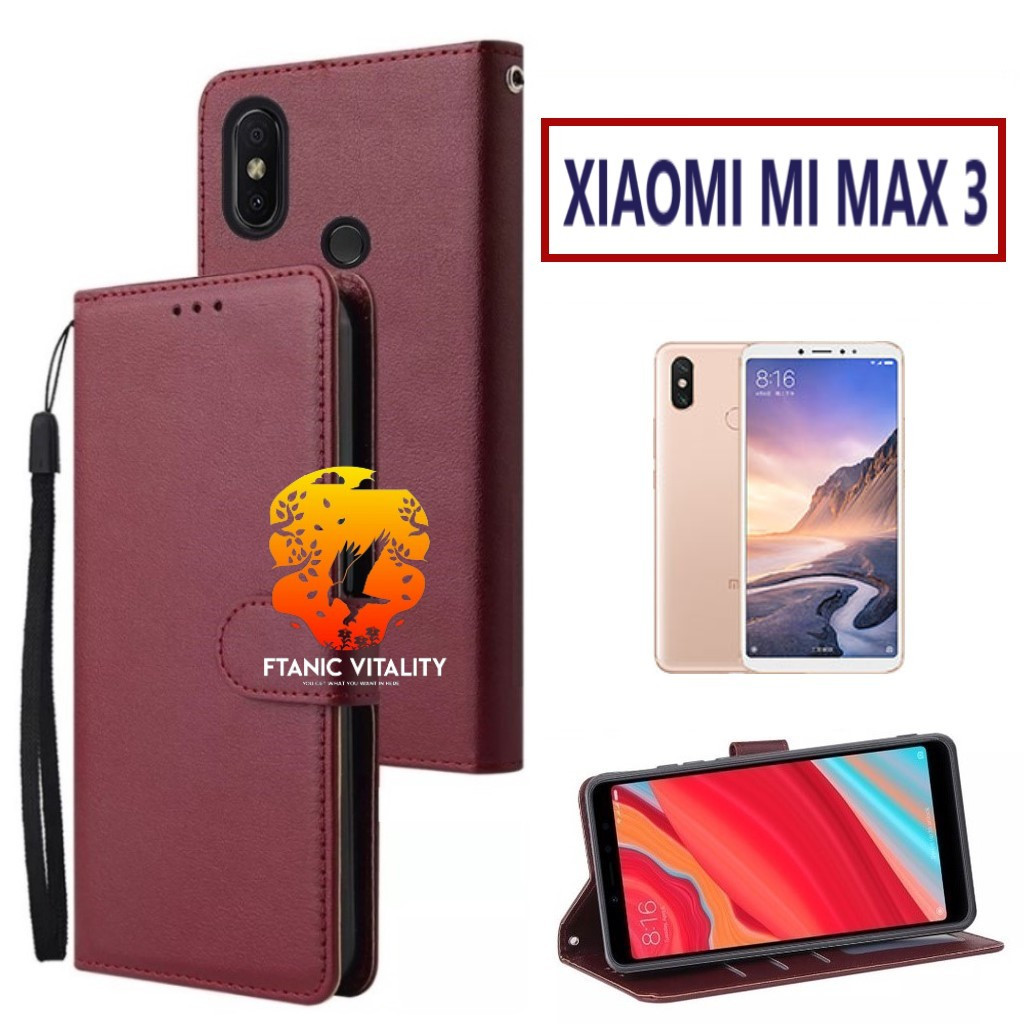 FLIP LEATHER CASING XIAOMI MI MAX 3 CASE KULIT FLIP WALLET LEATHER DOMPET KULIT PREMIUM SARUNG BUKA 
