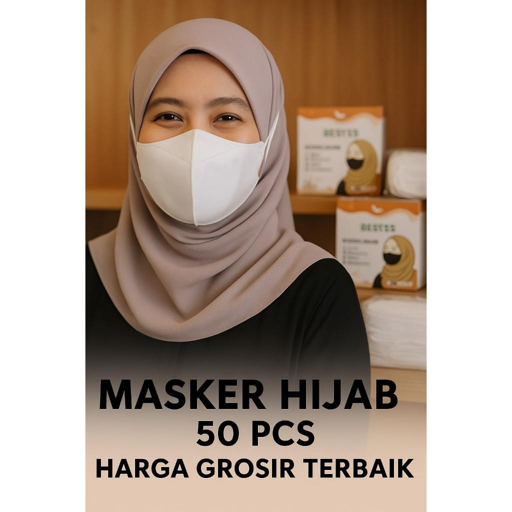 Masker Hijab Duckbill 50 Pcs Hitam Putih-Masker Hijab Duckbill 50 Pcs 2 Warna Hitam Putih Free BOX-m