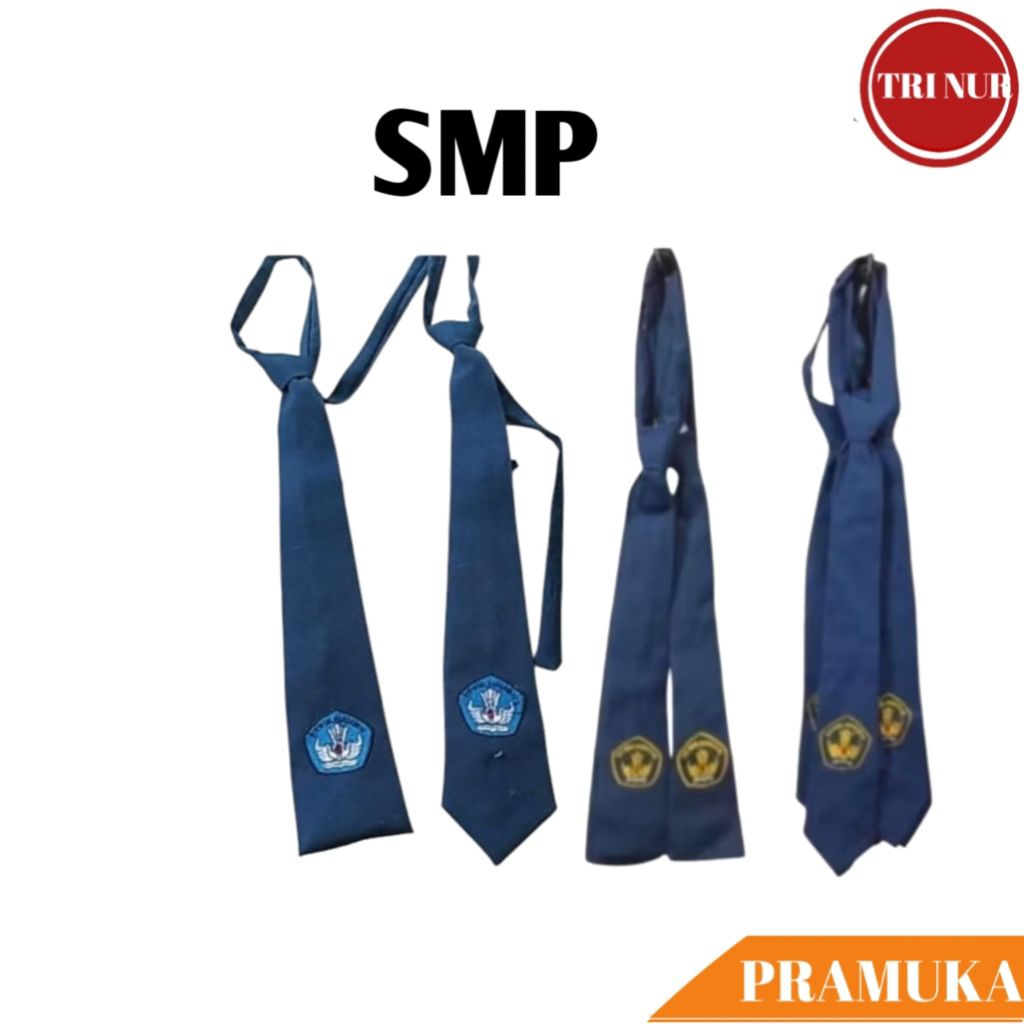 Dasi Sekolah SMP Langsung Pakai Panjang Perekat Logo Bordir / Dasi SMP Logo TUTWURIHANDAYANI Biru / 
