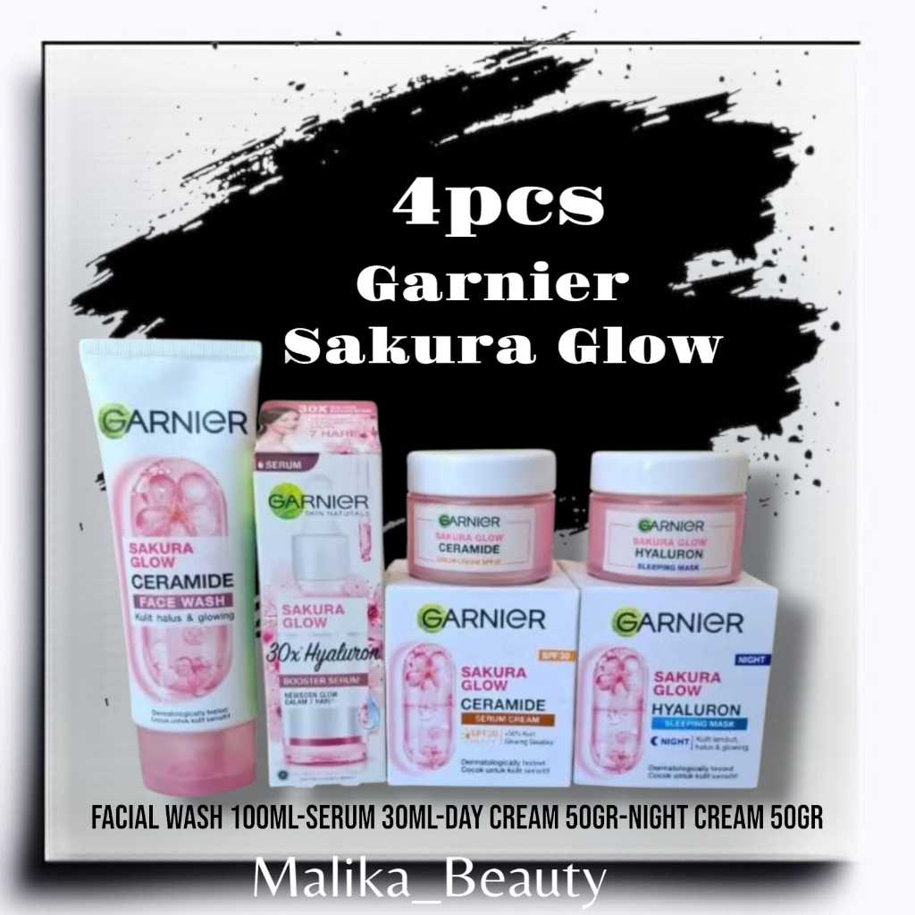 Paket 4in1 Skincare Garnier Sakura Glow Skin Barrier Complete Set Untuk Glowing Maksimal dalm 7hari