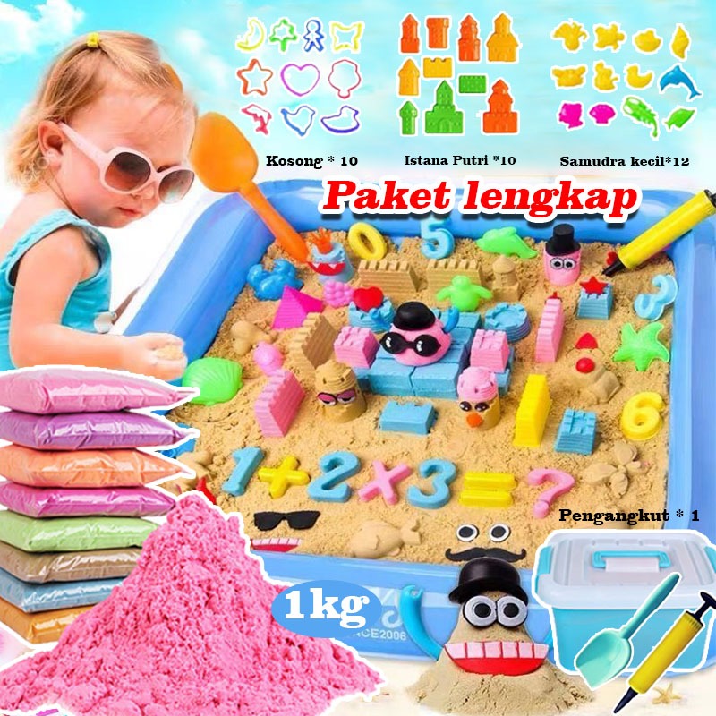 Set Diy Mainan Pasir Ajaib Anak Magic Planet Sand Kit 1Kg Kotak