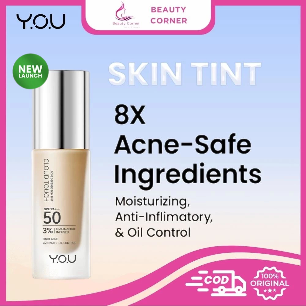YOU Cloud Touch Brightening Skin Tint 3% Niacinamide For Oily Acne Prone Skin Perfect Coverage Liqui