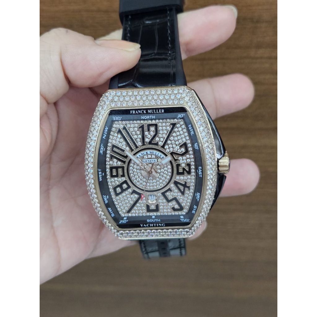 JAM TANGAN FM FRANMULLER DRAGON KING YATCTHING BAGUET CUTS DIAMOND ROSE GOLD