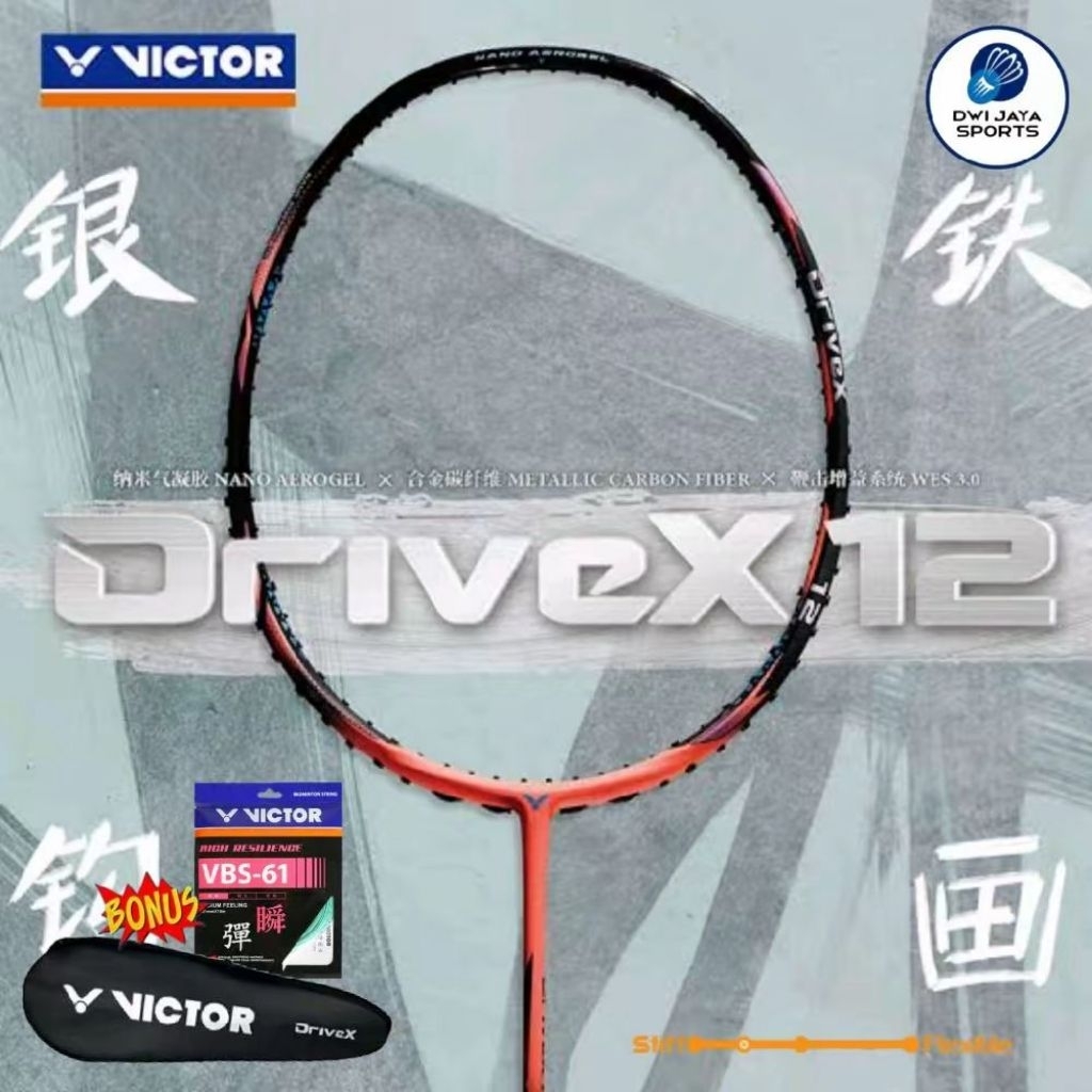 New Raket Badminton Victor DRIVE X 12 O | Raket Victor DriveX 12 O | Victor Drivex 12 Original