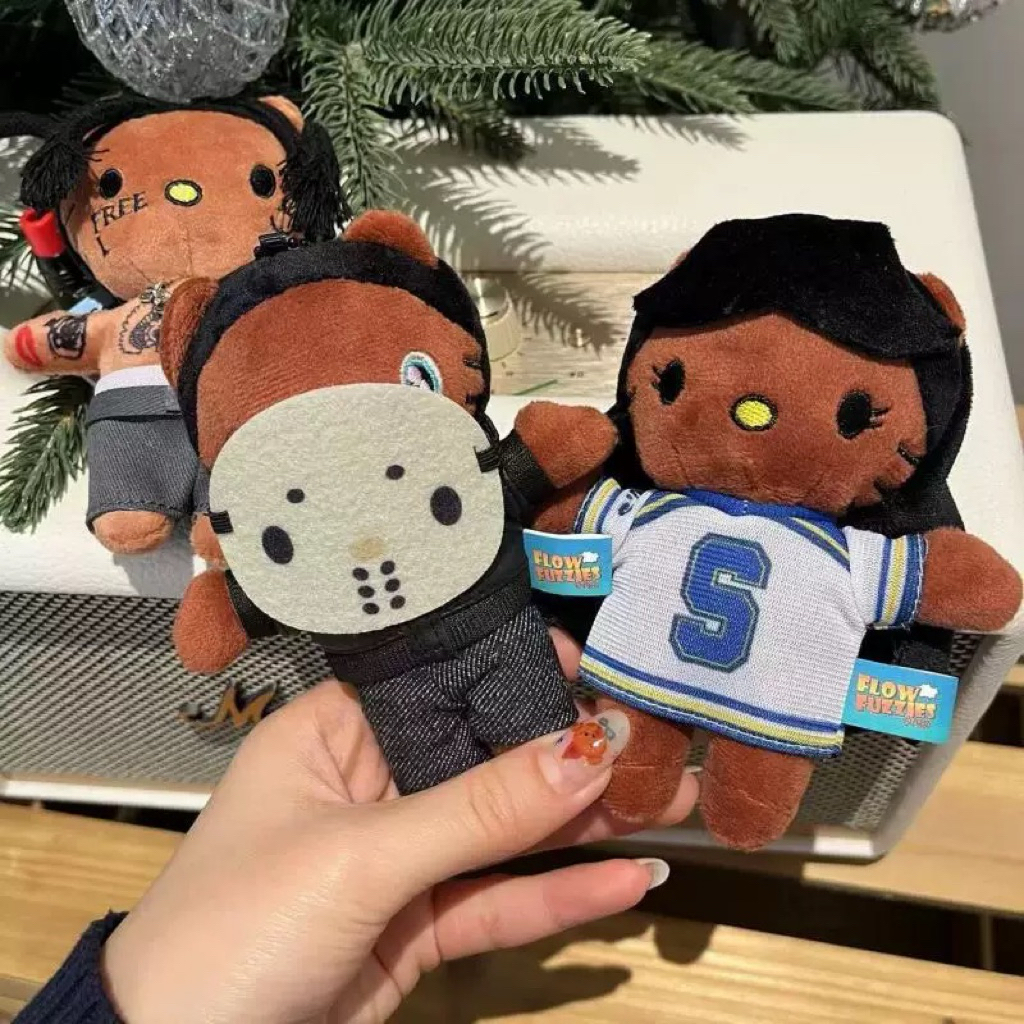 Gantungan Tas Gantungan Kunci Boneka Hello Kitty Flow Fuzzies Studio Edition Travis Scoot Sza Ye Kan