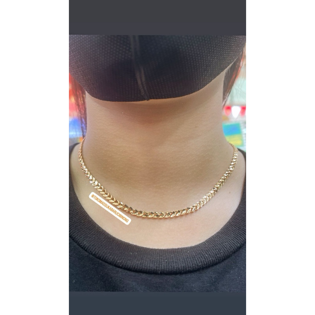 kalung Daun emas 8K Full daun/MODEL VIRAL (EMAS ASLI)