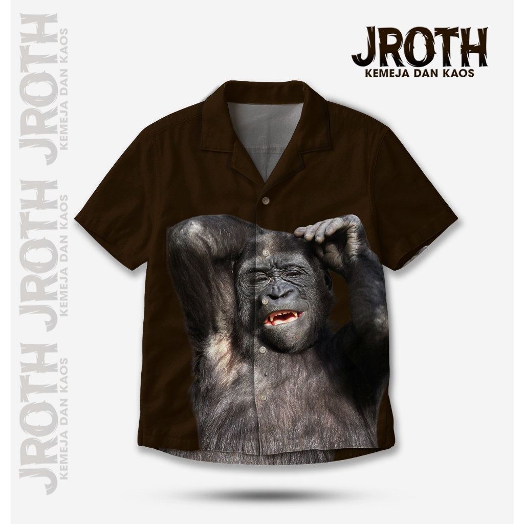 JROTH.WEAR Kemeja Gorila Monyet Gorilla Thinking Baju Pria Unisex Casual | JT-39
