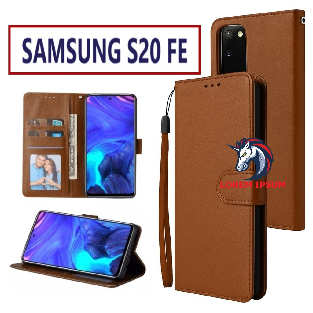LEATHER CASING SAMSUNG S20 FE CASE KULIT FLIP WALLET LEATHER KULIT PREMIUM SARUNG BUKA TUTUP KESING 