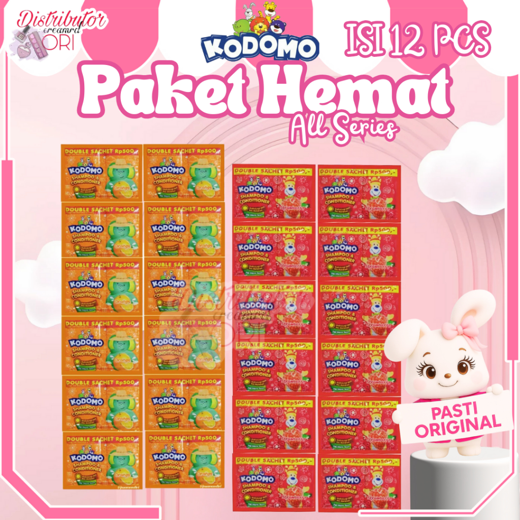 [Renceng Isi 12 Sachet] Kodomo Shampoo & Conditioner / Orange / Strawberry | Distributor Cream Ori