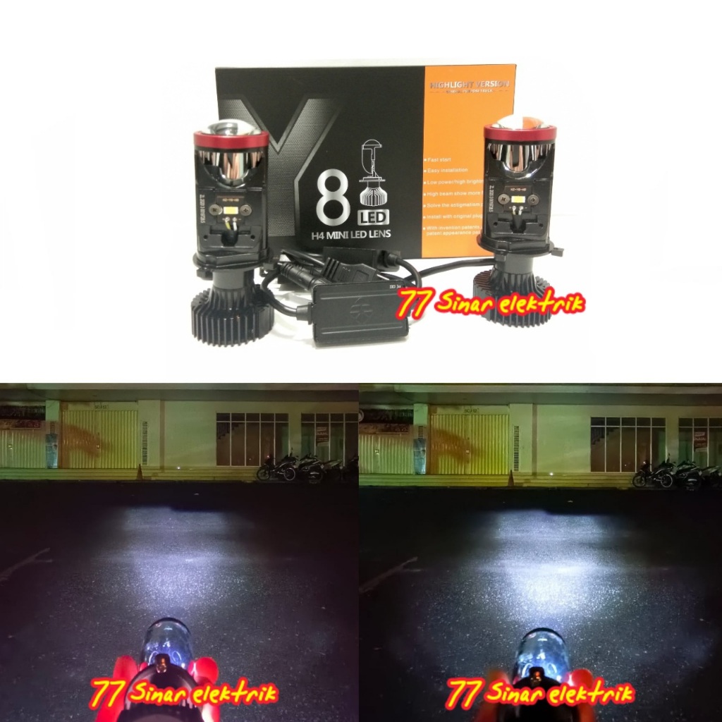 Lampu Led Mobil Motor H4 Mini Projector Y8 Lampu Depan Utama Led H4 Y8 Projector