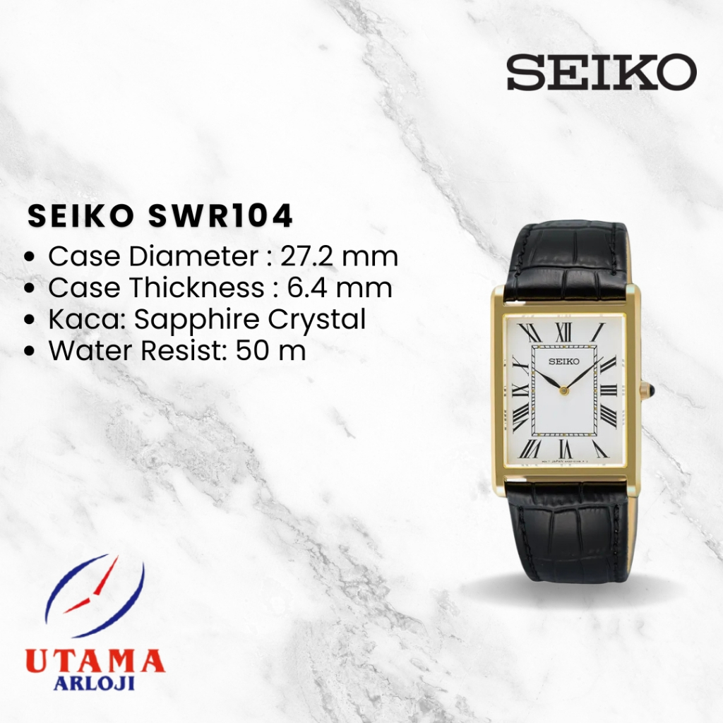 SEIKO Classic "Tank" SWR104 Jam Tangan Klasik Pria