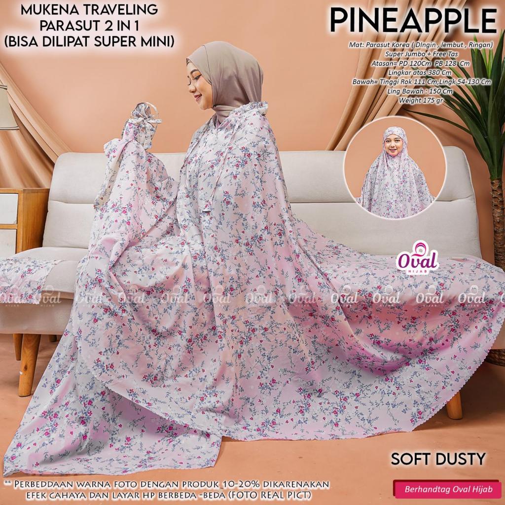 Pineapple Mukena Original Oval Hijab Parasut 2in1 Mukena Traveling (Super Jumbo) Free Tas Sesuai Gam