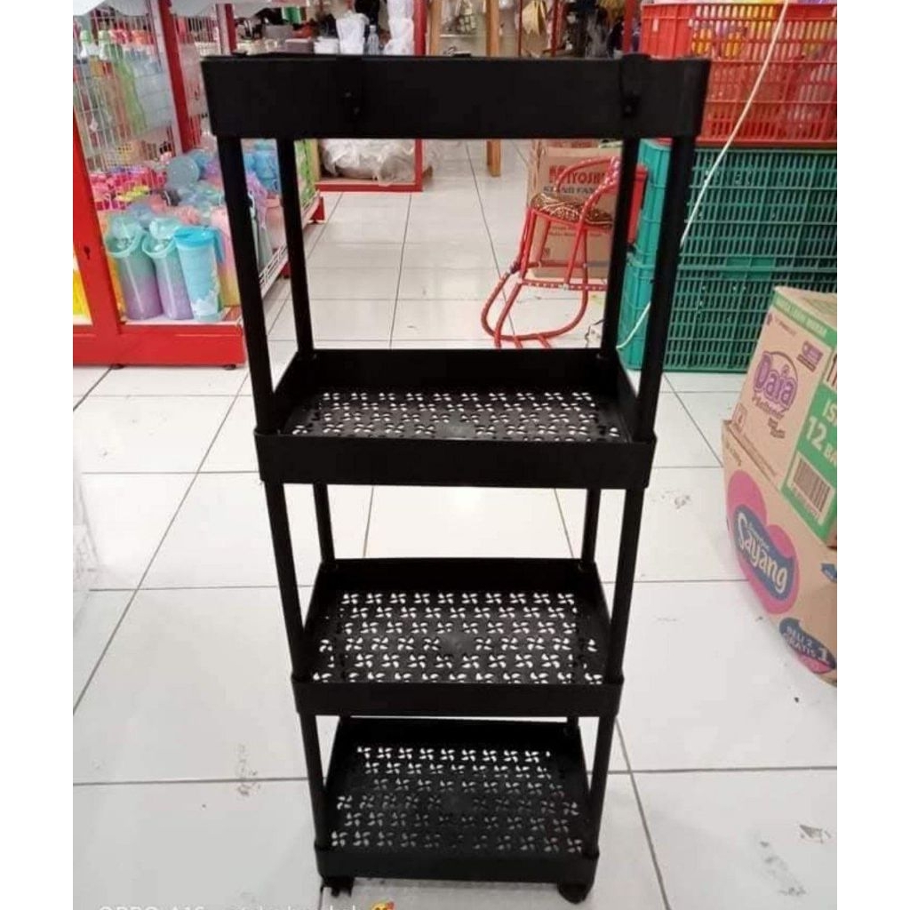 Rak Trolley Kanzai Hitam - Tabitha|rak dapur sudut|rak dapur 4 susun|rak yoyo - oslo|rak yoyo 4ssn -
