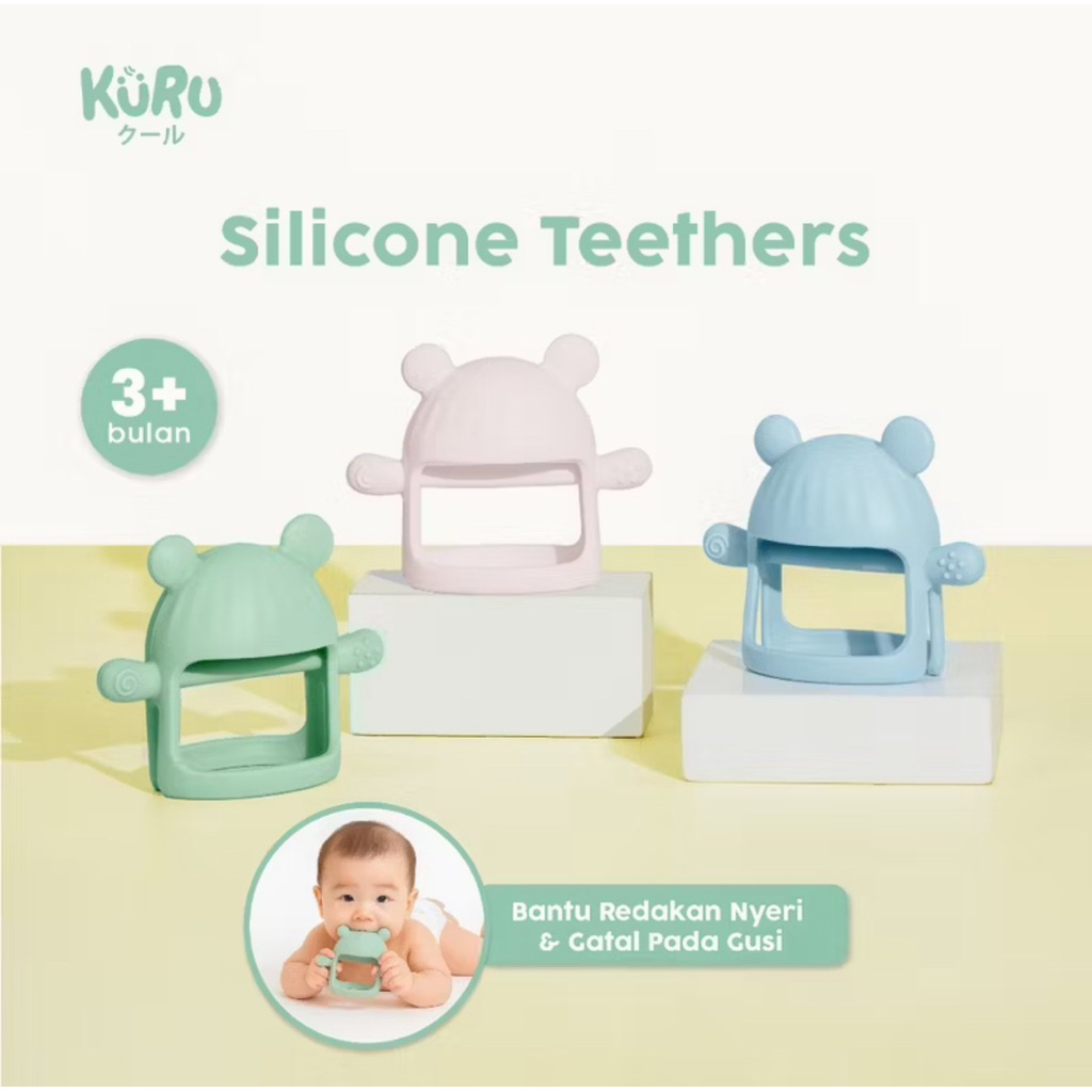 Kuru ST4 Silicone Teether Gigitan Bayi BPA Free | Teether Bayi Premium 3+ Bulan Food Grade