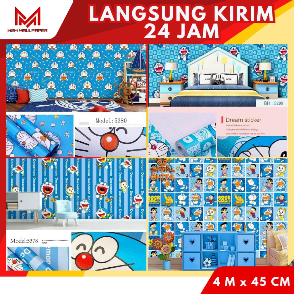 Wallpaper Dinding Kamar Anak Motif Doraemon Wallpaper Dinding Kamar Tidur Anak Wallpaper Dinding Kar