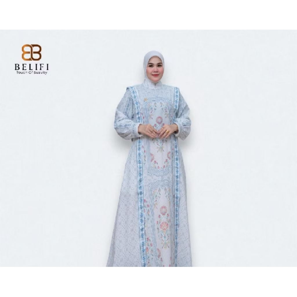 Belifi Dress Silk | Dress Belifi Motif Aksen Etnik