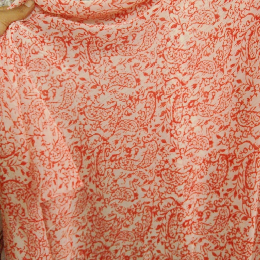 Kain Sifon Ceruty Yoryu Motif Bunga Paisley Elegan – Bahan Jahit Dress, Gamis, Blouse, Outer Aj