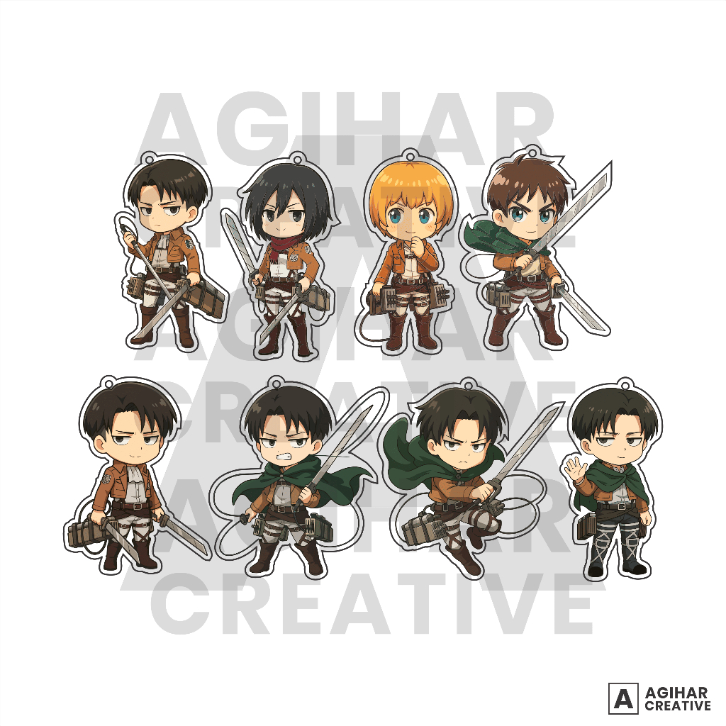 Gantungan Kunci Keychain Anime Attack on Titan AOT Bahan Akrilik Print UV Laser Cutting Key Chain Ga