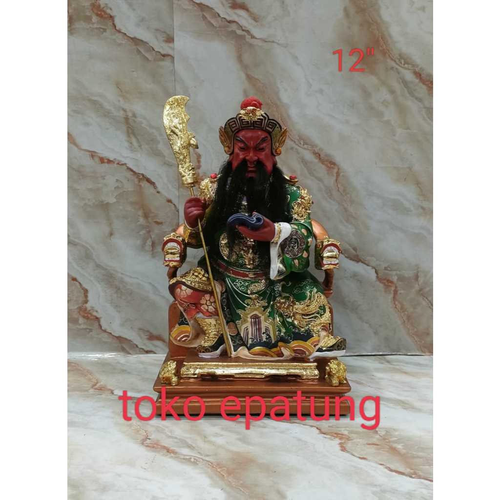 patung kwan kong / kwan kung / guan yu - kayu fiber - 12 inch - Pedang Buku - s