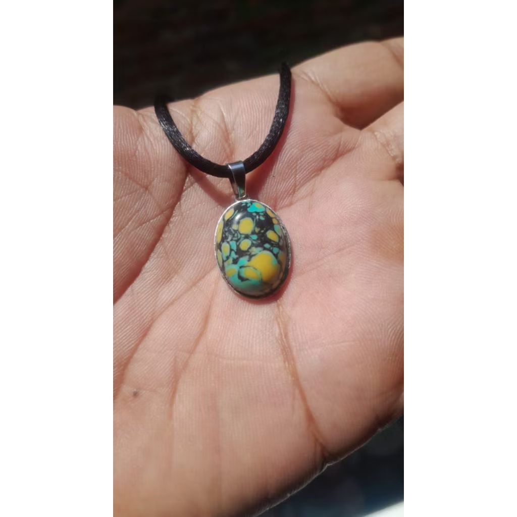 kalung liontin batu akik pirus tibet ceplok kuro