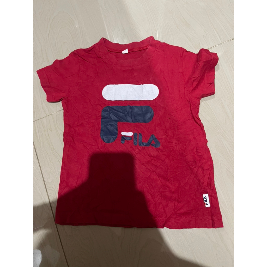 kaos fila ORIGINAL anak cowok cewek tag 110 & fila tag 130 babytee merah