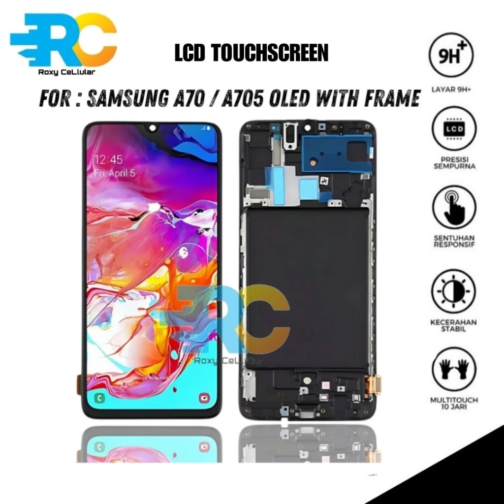 LCD Samsung A70 Oled + Frame Fingerprint On Fulset Touchscreen Original