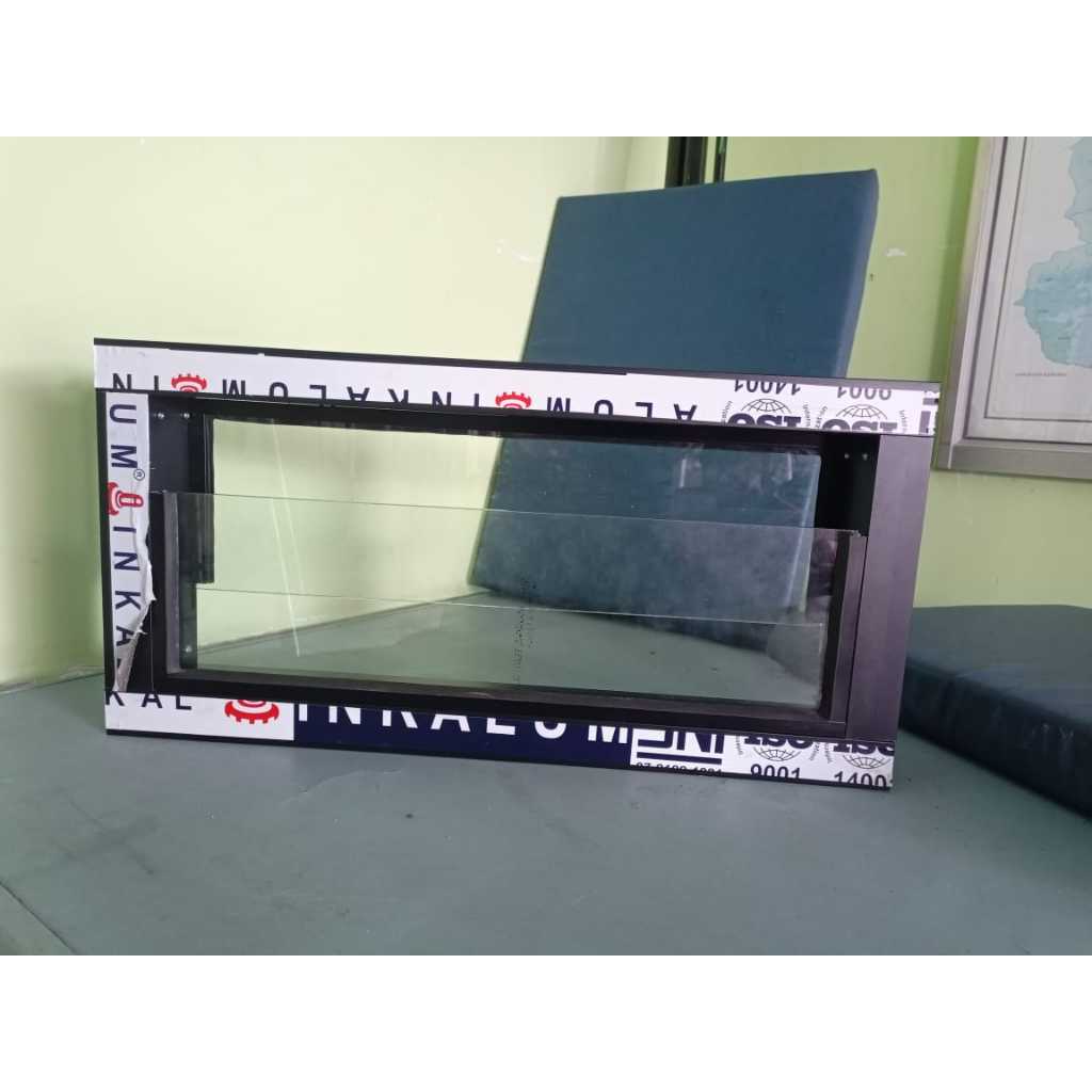 Jendela Boven AlumInium bukan galvalum ukuran 30x60 - kaca slip atas bawah - KACA ZIG ZAG - BOVEN KA