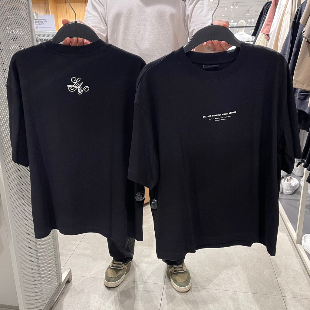Tshirt H&M Man bel air BEVERLY HILLS VENICE loose fit black
