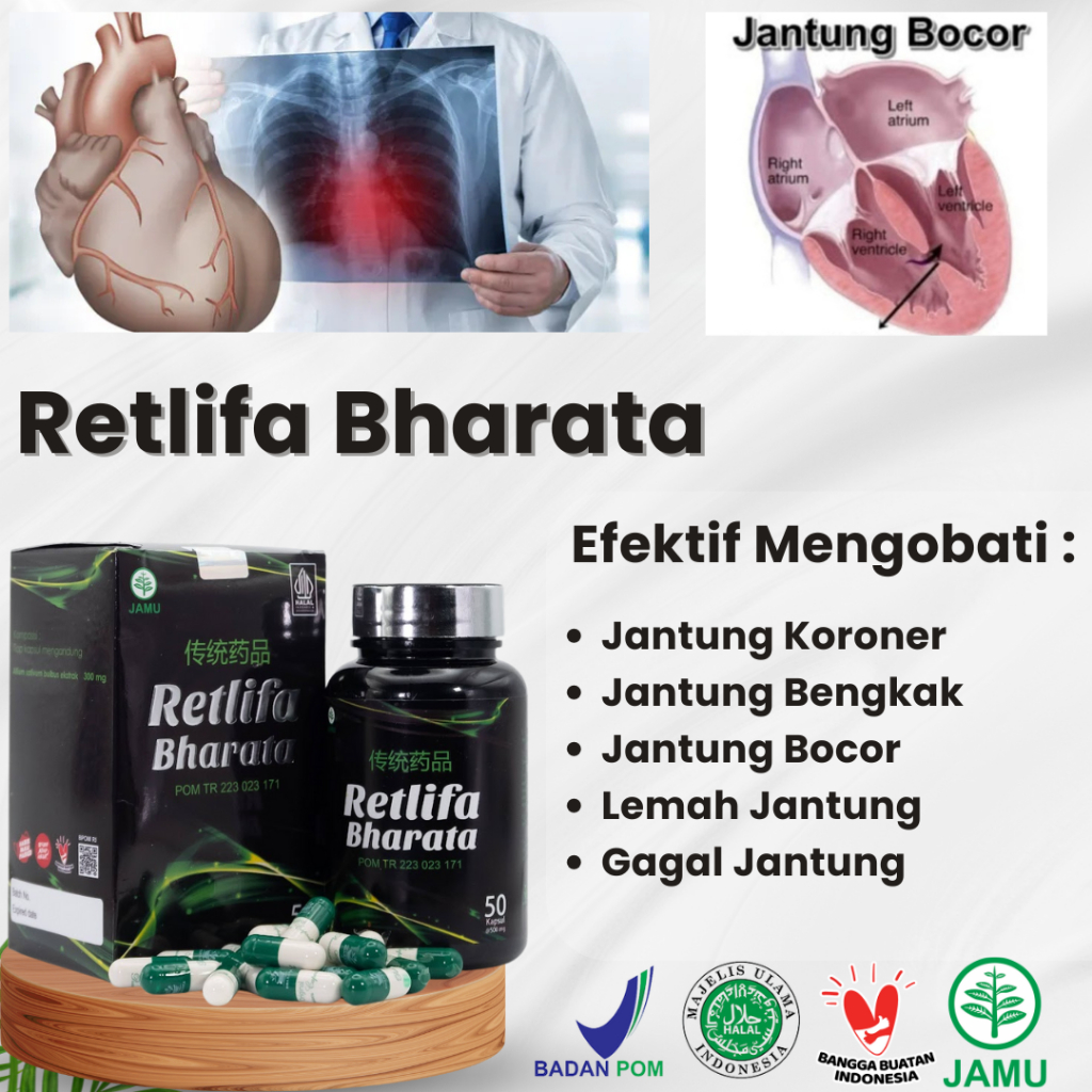 Obat Jantung Koroner - Obat Jantung Bocor - Obat Jantung Bengkak - Retlifa Bharata 100% Original