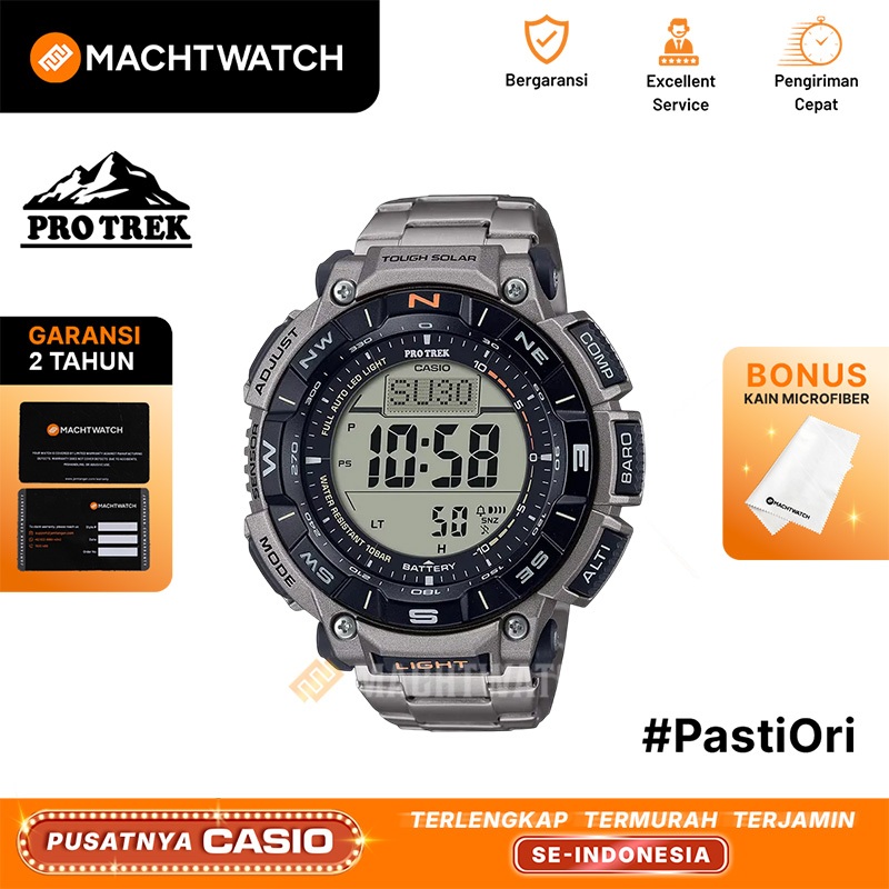Jam Tangan Pria Casio Pro Trek PRG-340T-7DR Tough Solar Digital Dial Titanium Band