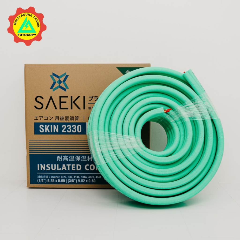 Pipa Ac Saeki Inverter (Hijau) 1/4 x 3/8 Pipa Ac 1/2 PK - 1 PK ~ 1 Meter