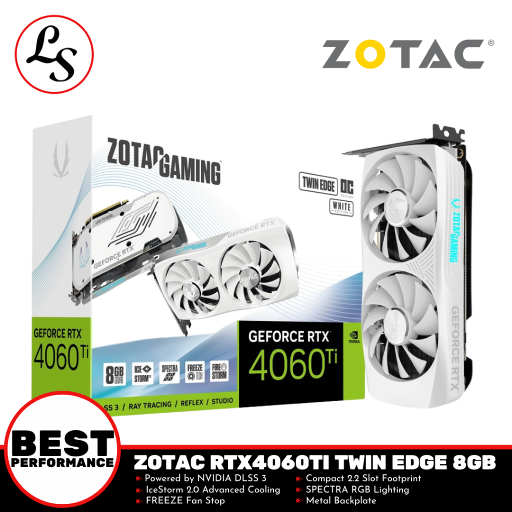 ZOTAC VGA RTX 4060 TI / RTX4060TI Twin Edge OC 8GB GDDR6 White Edition