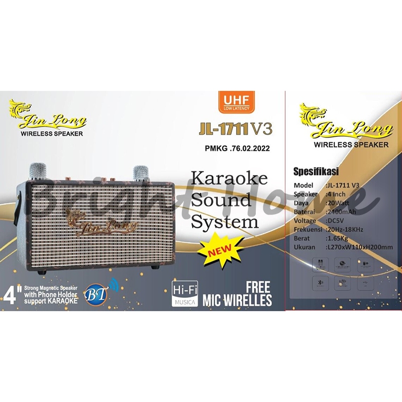 JINLONG JIN LONG JL-1711 V3 JL1711 V3 Speker 4" Speaker Portable Wireless Karaoke 4 Inch