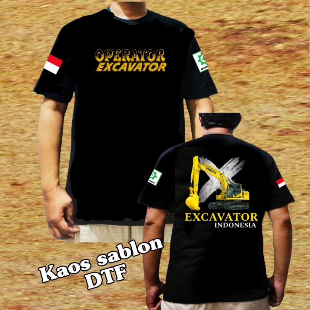 Baju kaos operator Indonesia excavator komatsu/kaos sablon DTF