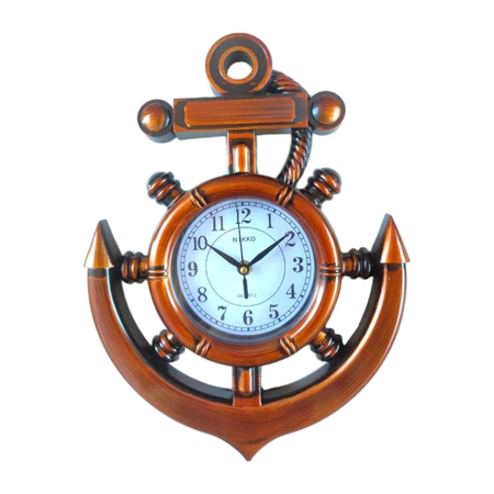 Jam Dinding Jangkar Nikko 409 Coklat Unik || Jam Dinding Nikko Jangkar Kapal Quartz 38x27cm