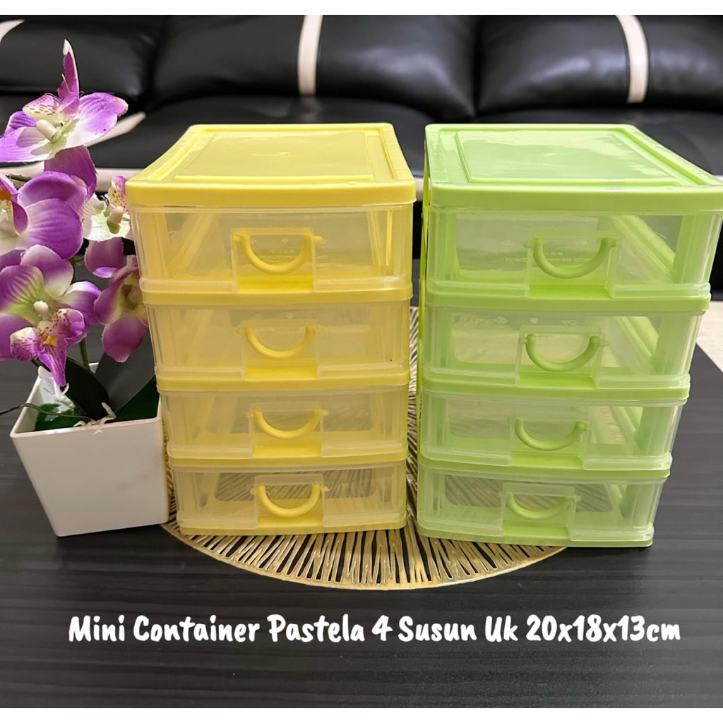 Rak Container Susun 4 Kecil PASTELA - Laci Mini Pastela - Mini Container Serbaguna - Laci Plastik Ko