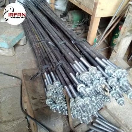 trekstang/sagdor 3/8x250mm +4mur +4washer besi beton hitam